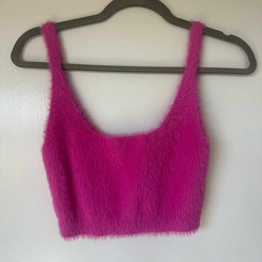 Jonathan Simkhai Vibrant Pink Fuzzy Cardigan Set - Picture 5 of 7